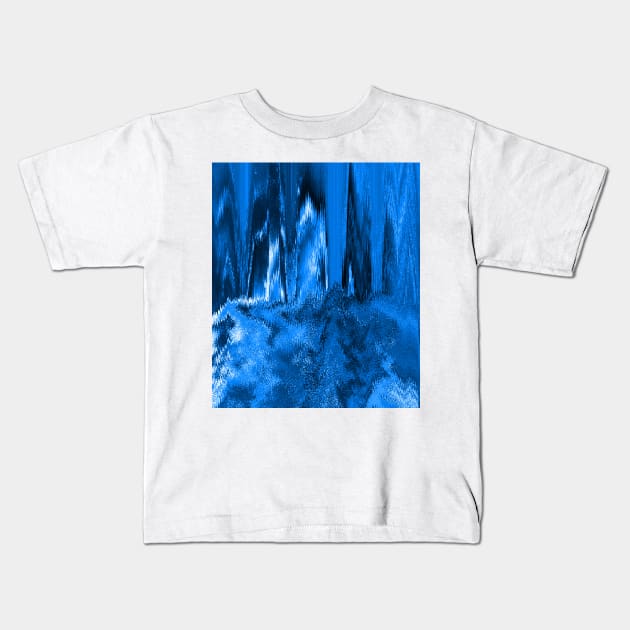 Melted Glitch Blue Kids T-Shirt by BlakCircleGirl